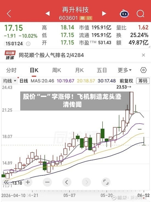 股价“一”字涨停！飞机制造龙头澄清传闻-第2张图片